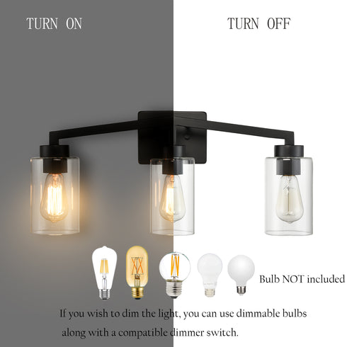Bernina Industrial Black Bathroom Vanity Light Sconce 3-Light